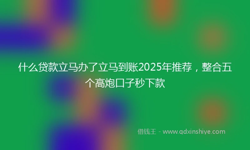 什么贷款立马办了立马到账2025年推荐，整合五个高炮口子秒下款
