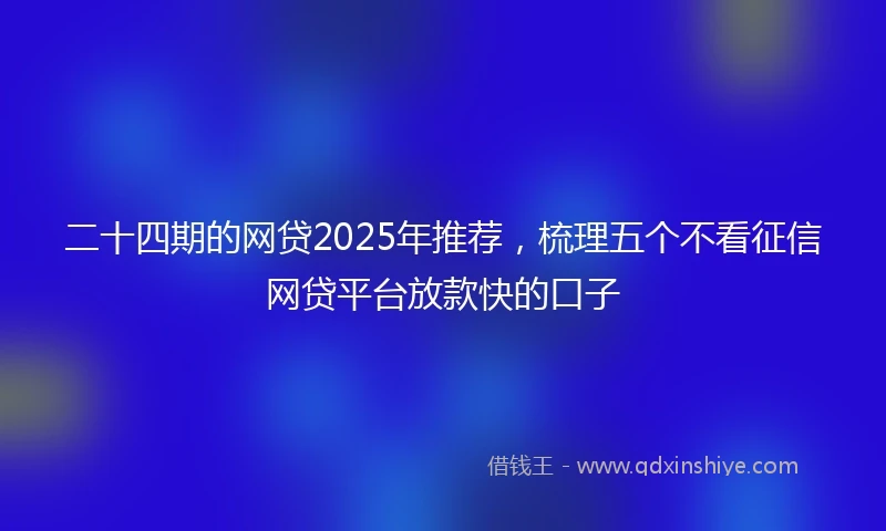 二十四期的网贷2025年推荐，梳理五个不看征信网贷平台放款快的口子