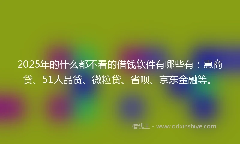 2025年的什么都不看的借钱软件有哪些有：惠商贷、51人品贷、微粒贷、省呗、京东金融等。