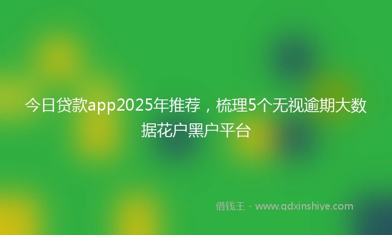 今日贷款app2025年推荐，梳理5个无视逾期大数据花户黑户平台