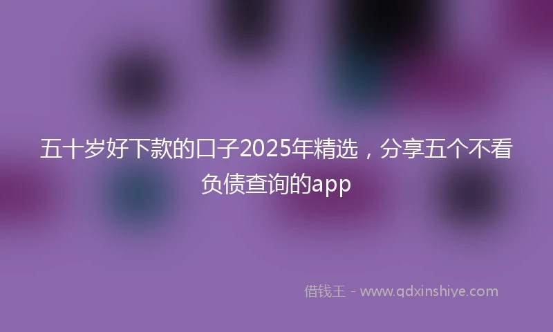 五十岁好下款的口子2025年精选，分享五个不看负债查询的app