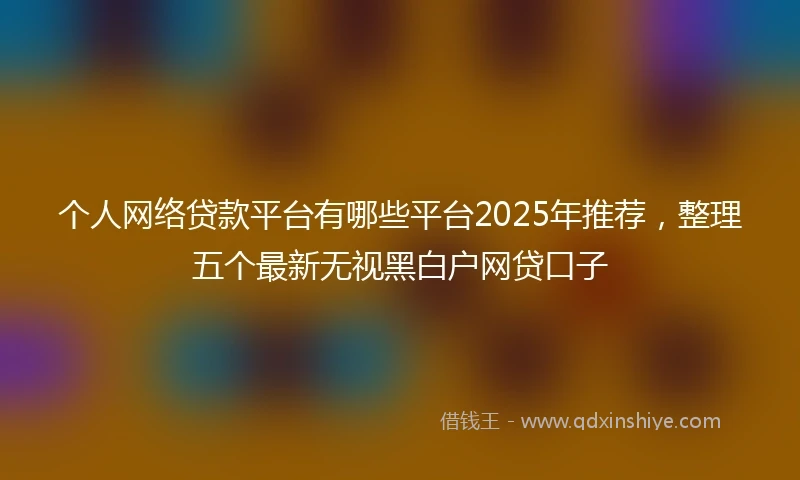 个人网络贷款平台有哪些平台2025年推荐，整理五个最新无视黑白户网贷口子
