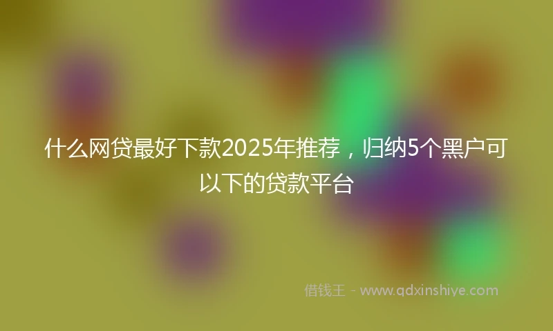 什么网贷最好下款2025年推荐，归纳5个黑户可以下的贷款平台