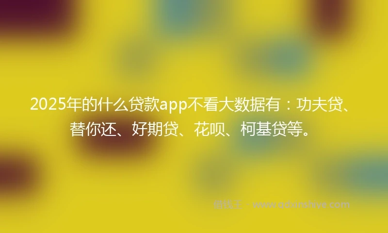 2025年的什么贷款app不看大数据有：功夫贷、替你还、好期贷、花呗、柯基贷等。