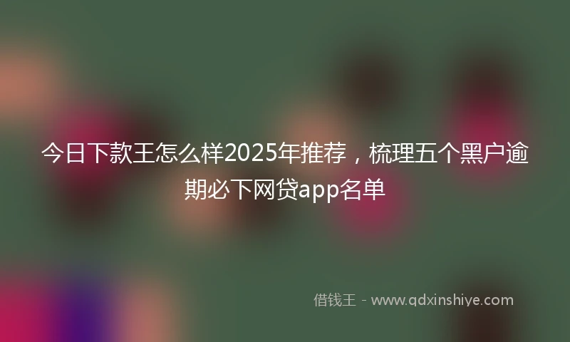今日下款王怎么样2025年推荐，梳理五个黑户逾期必下网贷app名单