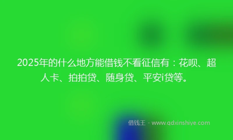2025年的什么地方能借钱不看征信有：花呗、超人卡、拍拍贷、随身贷、平安i贷等。
