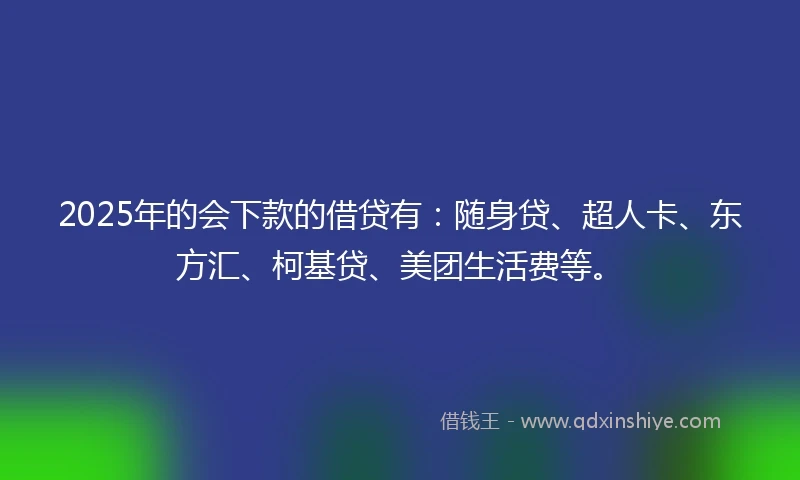 2025年的会下款的借贷有：随身贷、超人卡、东方汇、柯基贷、美团生活费等。