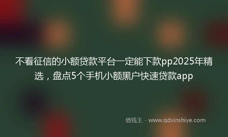 不看征信的小额贷款平台一定能下款pp2025年精选，盘点5个手机小额黑户快速贷款app