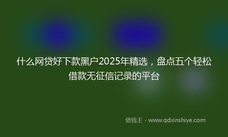 什么网贷好下款黑户2025年精选，盘点五个轻松借款无征信记录的平台