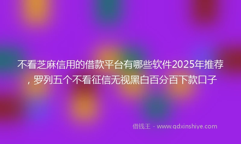 不看芝麻信用的借款平台有哪些软件2025年推荐，罗列五个不看征信无视黑白百分百下款口子