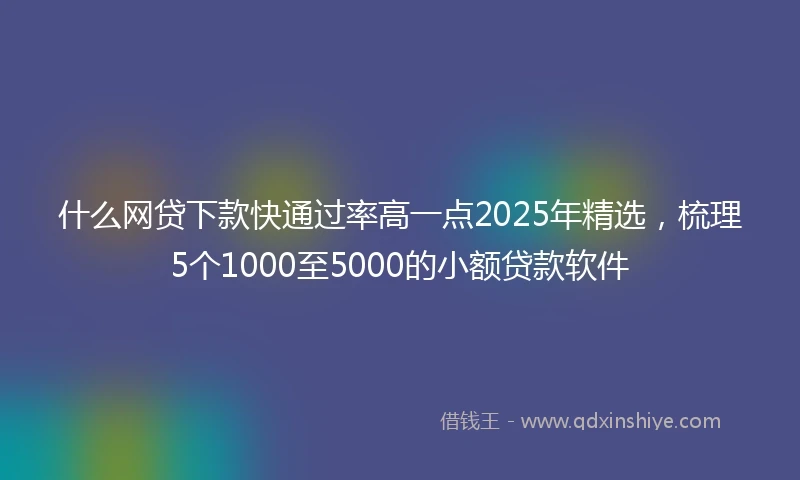 什么网贷下款快通过率高一点2025年精选，梳理5个1000至5000的小额贷款软件