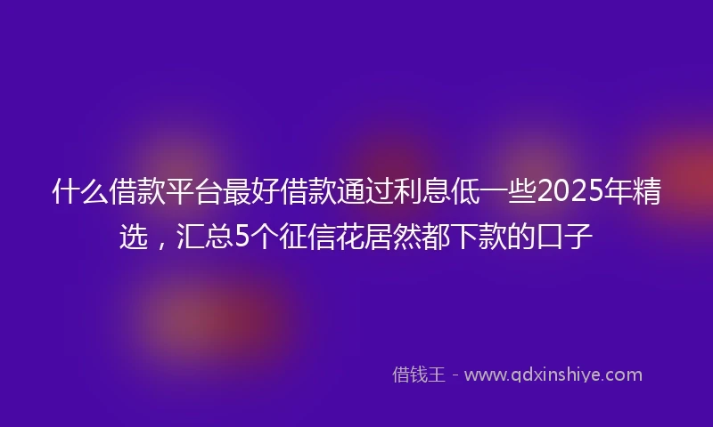 什么借款平台最好借款通过利息低一些2025年精选，汇总5个征信花居然都下款的口子