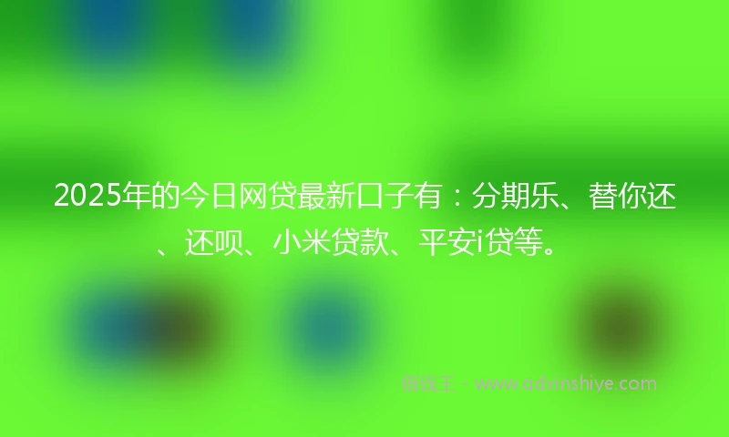 2025年的今日网贷最新口子有：分期乐、替你还、还呗、小米贷款、平安i贷等。