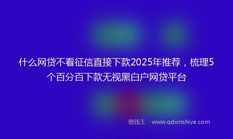 什么网贷不看征信直接下款2025年推荐，梳理5个百分百下款无视黑白户网贷平台