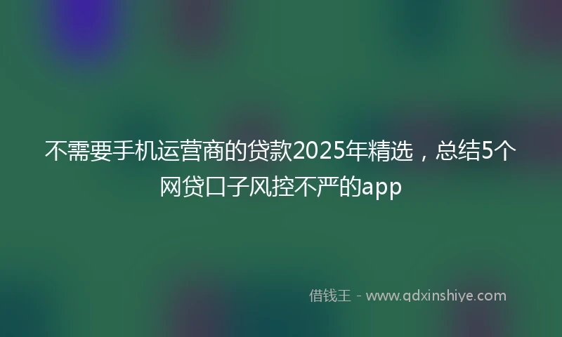 不需要手机运营商的贷款2025年精选，总结5个网贷口子风控不严的app