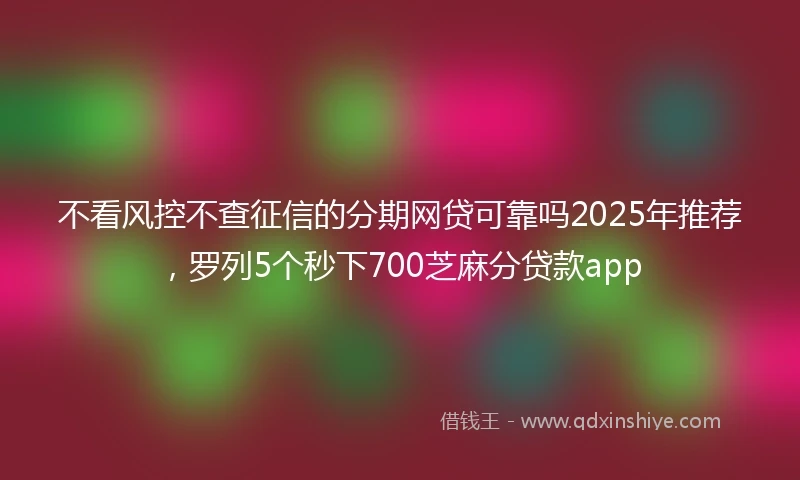 不看风控不查征信的分期网贷可靠吗2025年推荐，罗列5个秒下700芝麻分贷款app