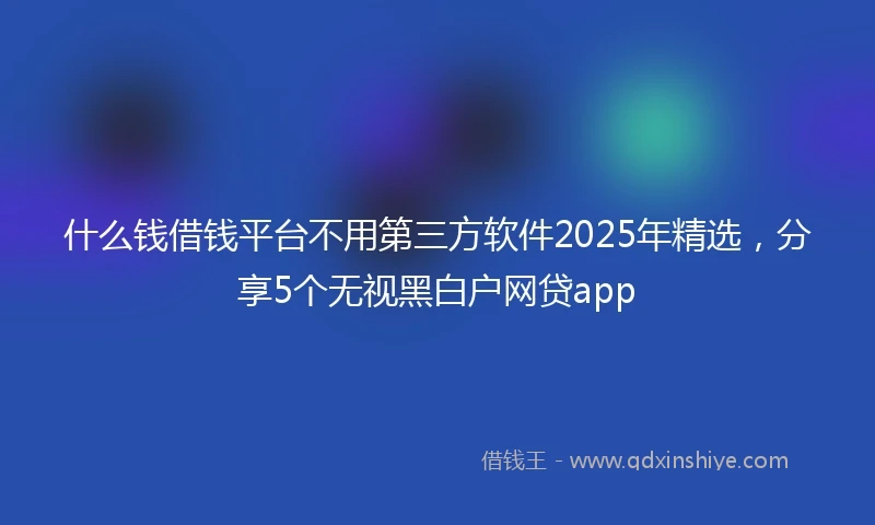 什么钱借钱平台不用第三方软件2025年精选，分享5个无视黑白户网贷app