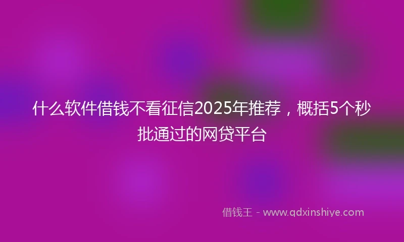 什么软件借钱不看征信2025年推荐，概括5个秒批通过的网贷平台
