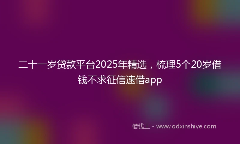 二十一岁贷款平台2025年精选，梳理5个20岁借钱不求征信速借app