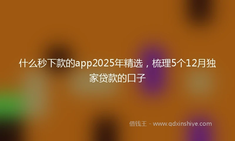 什么秒下款的app2025年精选，梳理5个12月独家贷款的口子
