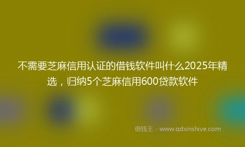 不需要芝麻信用认证的借钱软件叫什么2025年精选，归纳5个芝麻信用600贷款软件