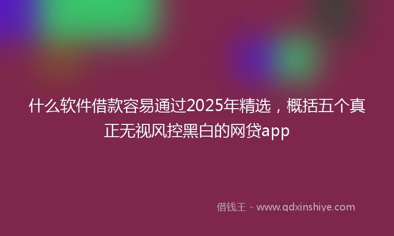 什么软件借款容易通过2025年精选，概括五个真正无视风控黑白的网贷app