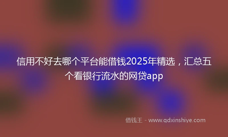 信用不好去哪个平台能借钱2025年精选，汇总五个看银行流水的网贷app