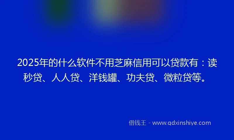 2025年的什么软件不用芝麻信用可以贷款有：读秒贷、人人贷、洋钱罐、功夫贷、微粒贷等。