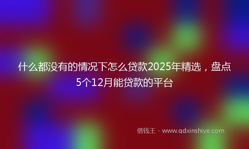 什么都没有的情况下怎么贷款2025年精选，盘点5个12月能贷款的平台