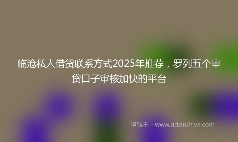 临沧私人借贷联系方式2025年推荐，罗列五个审贷口子审核加快的平台