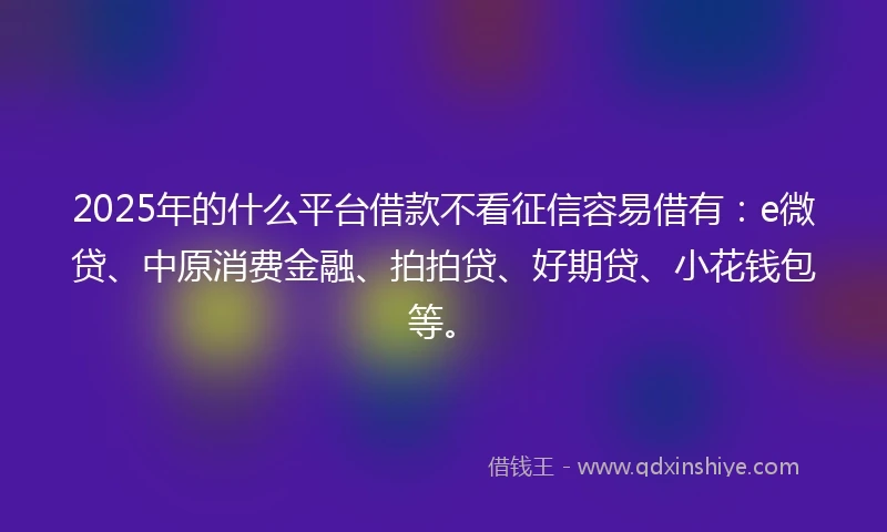 2025年的什么平台借款不看征信容易借有：e微贷、中原消费金融、拍拍贷、好期贷、小花钱包等。