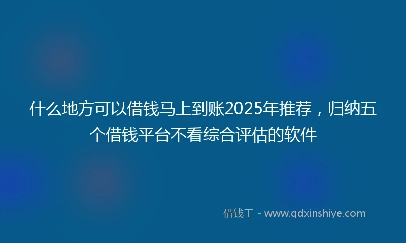 什么地方可以借钱马上到账2025年推荐，归纳五个借钱平台不看综合评估的软件