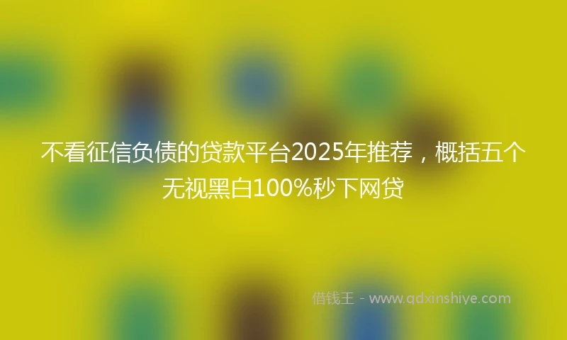 不看征信负债的贷款平台2025年推荐，概括五个无视黑白100%秒下网贷