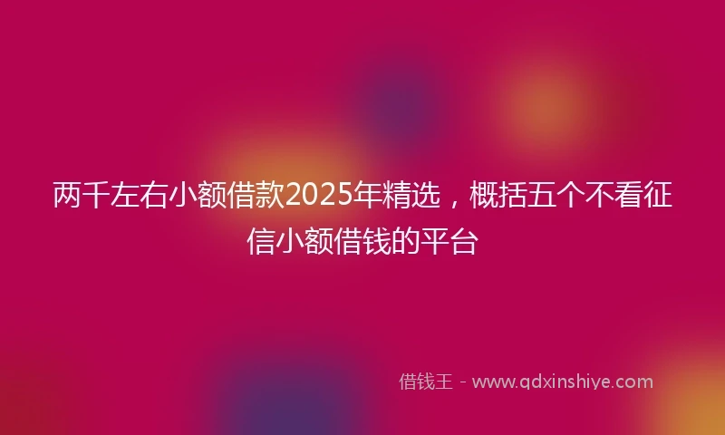 两千左右小额借款2025年精选，概括五个不看征信小额借钱的平台