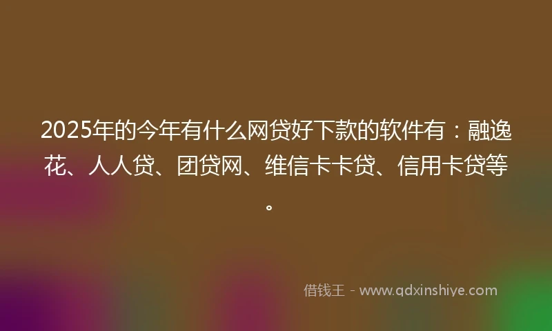2025年的今年有什么网贷好下款的软件有：融逸花、人人贷、团贷网、维信卡卡贷、信用卡贷等。