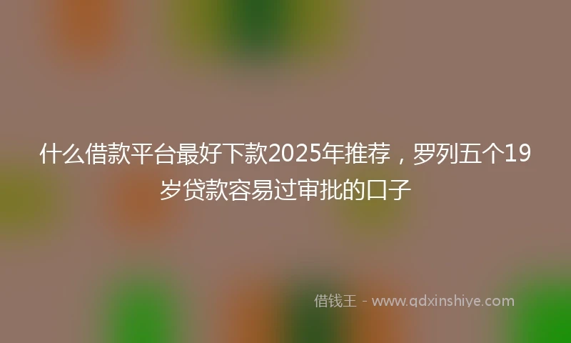 什么借款平台最好下款2025年推荐，罗列五个19岁贷款容易过审批的口子