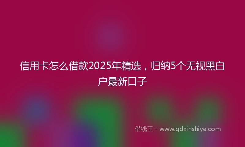 信用卡怎么借款2025年精选，归纳5个无视黑白户最新口子