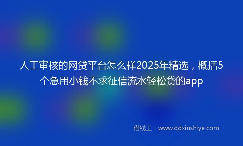 人工审核的网贷平台怎么样2025年精选，概括5个急用小钱不求征信流水轻松贷的app