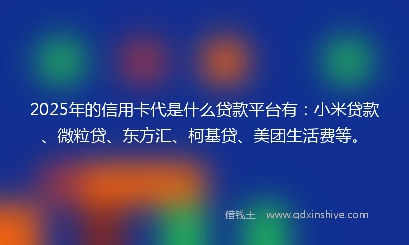 2025年的信用卡代是什么贷款平台有：小米贷款、微粒贷、东方汇、柯基贷、美团生活费等。