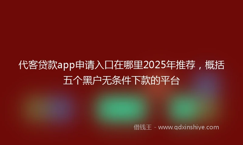 代客贷款app申请入口在哪里2025年推荐，概括五个黑户无条件下款的平台