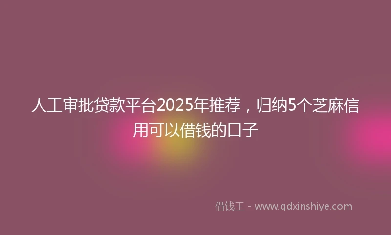 人工审批贷款平台2025年推荐，归纳5个芝麻信用可以借钱的口子