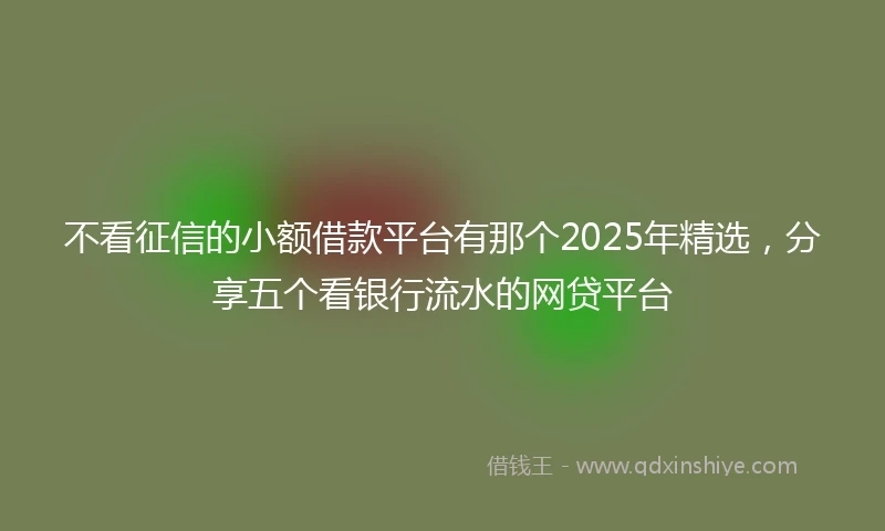 不看征信的小额借款平台有那个2025年精选，分享五个看银行流水的网贷平台
