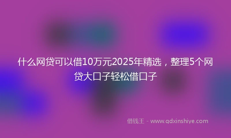 什么网贷可以借10万元2025年精选，整理5个网贷大口子轻松借口子