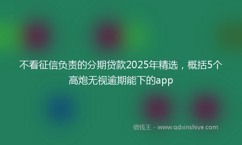 不看征信负责的分期贷款2025年精选,概括5个高炮无视逾期能下的app