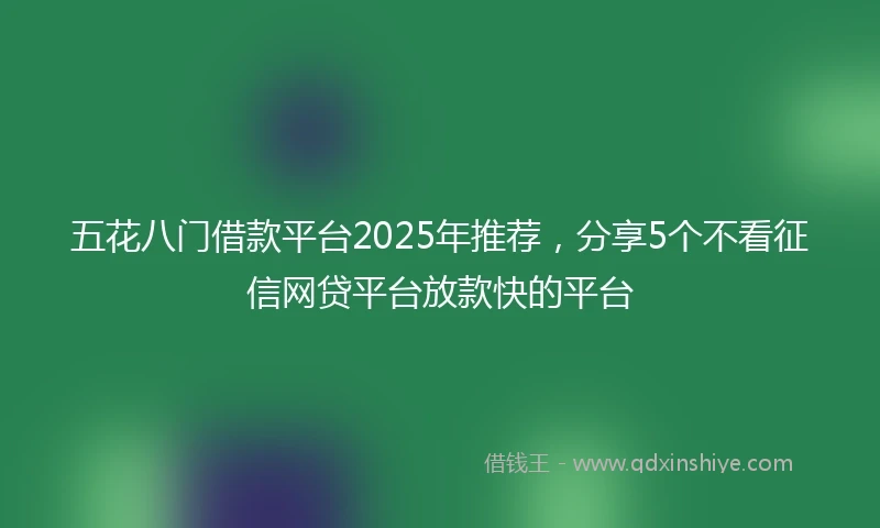 五花八门借款平台2025年推荐，分享5个不看征信网贷平台放款快的平台