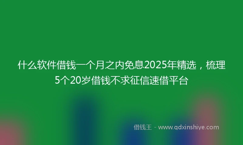 什么软件借钱一个月之内免息2025年精选，梳理5个20岁借钱不求征信速借平台