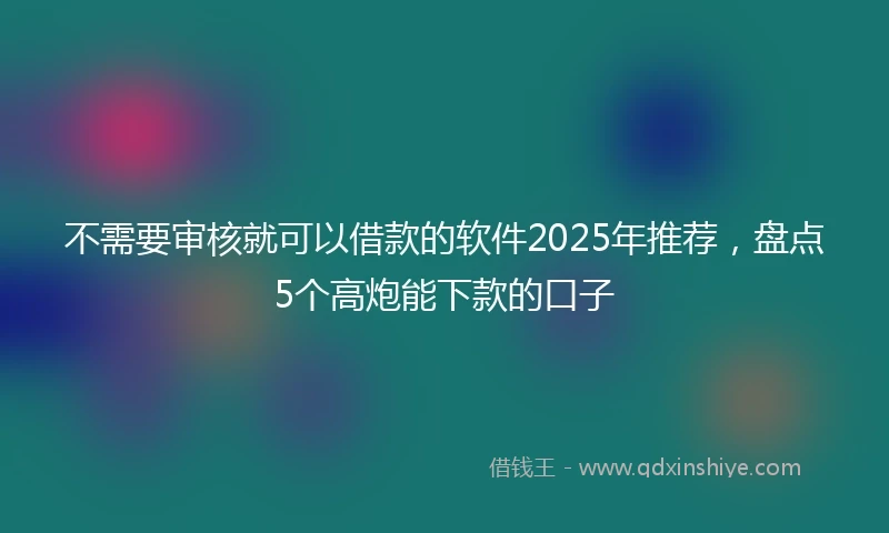 不需要审核就可以借款的软件2025年推荐，盘点5个高炮能下款的口子