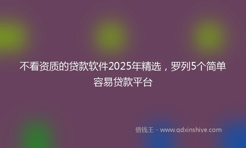 不看资质的贷款软件2025年精选，罗列5个简单容易贷款平台