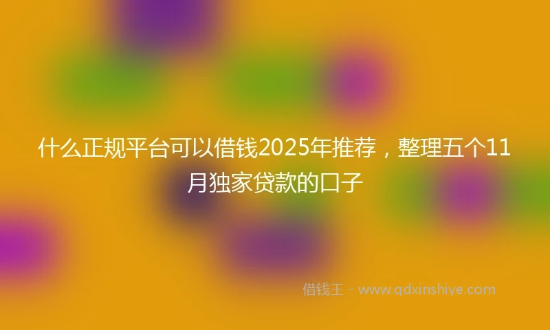 什么正规平台可以借钱2025年推荐，整理五个11月独家贷款的口子