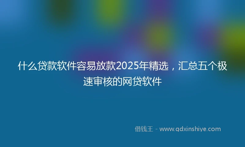 什么贷款软件容易放款2025年精选，汇总五个极速审核的网贷软件